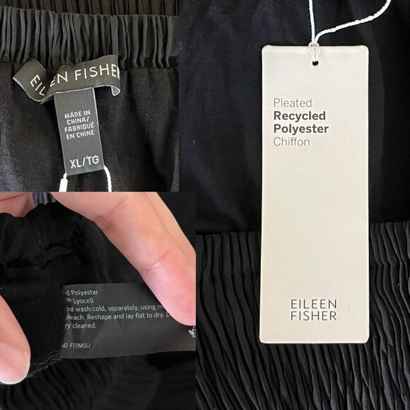 Eileen Fisher Womens Size XL Black Pleated Recycled Polyester Chiffon Midi Skirt - Picture 4 of 10